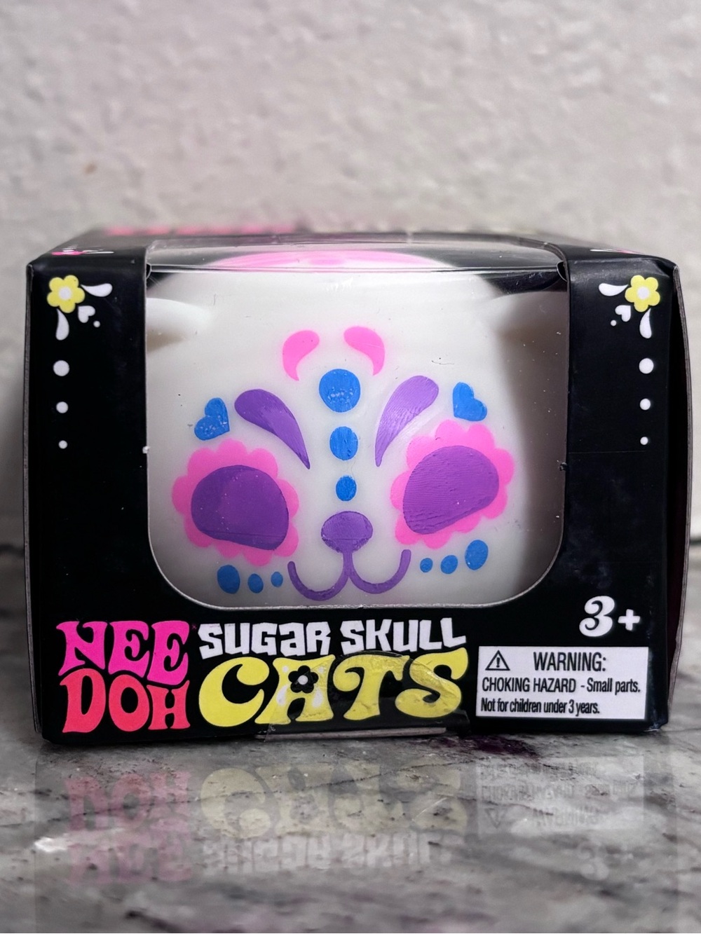 NeeDoh Sugar Skull Cats Glow in the Dark Squishy Toy